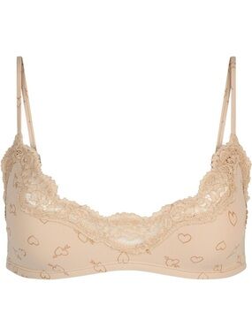 NWT Skims Fits Everybody Lace Scoop Bralette Size Medium Mica Sketched Hearts